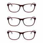 3 Pack Women's Reading Glasses Red Designer Style Glasses Ready to Wear Readers