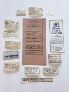 Lote de etiquetas de botellas de farmacia vintage #1 medicina antigua Lachine Quebec - Imagen 1 de 7