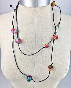 Sobral Atelie Cranio Mini Multicolor Skull Beads Artist Made Long Necklace - Picture 1 of 5