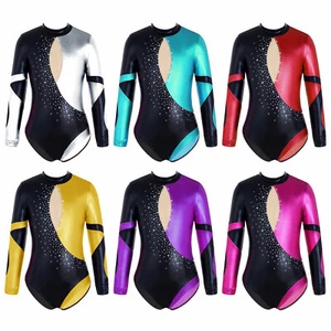 Girls Gymnastic Leotard Sparkly Ballet Athletic Dance Bodysuit Jumpsuit Costume - Picture 1 of 37