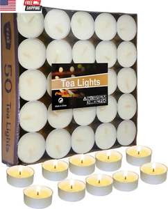 50 Packs Tea Light Candles, 4.5 Hours Burning Time, Unscented & Smokeless Mini V - Picture 1 of 7