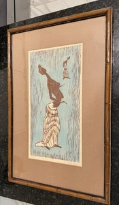 Kinetic American Linocut Dancing Afroamerican Framed Ganz Propper - Picture 1 of 6