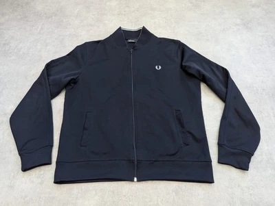 Sudadera Fred Perry Para Hombres L Azul Marino Chaqueta de Pista Cremallera Logo Mod Retro Clásica Preppy Foto 1 de 4