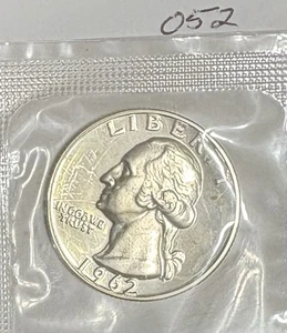 1962 UNC 90% Silver Washington Quarter -052 - Picture 1 of 2
