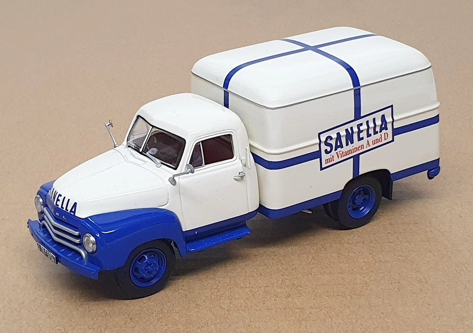 Minichamps 1/43 Scale 439 051041 Opel Blitz 1,75t Kofferwagen Sanella White/Blue - Image 1 of 4