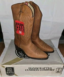 VTG Dan Post Mens Marlboro Boot Size 10.5 EW WIDE Tan Brown Leather Western 2551 - Picture 1 of 18