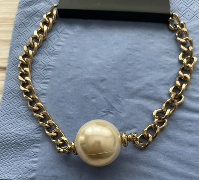 Halskette Statement Perlen Kunstperlen Choker Goldfarben Collier Blogger - Bild 1 von 3