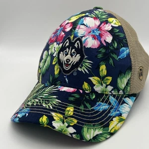 UCONN Huskies NCAA Mesh Flexfit Hat Tropical Floral Pattern Top Of World - Picture 1 of 8