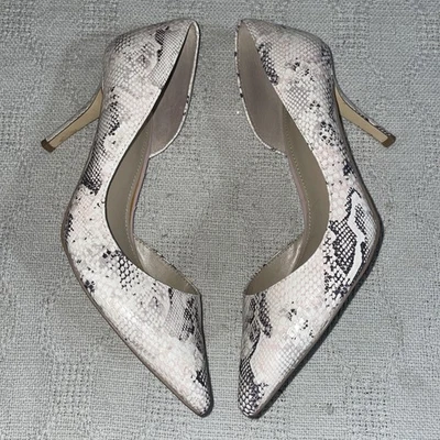 WHBM Mujer’s Elegantes Tacones Talla 8 B Rosa Pálido Gris Motivo Serpiente Cuero Negocios Foto 1 de 4