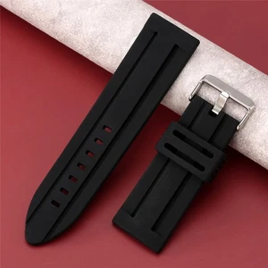 28mm 30mm Soft Silicone/Rubber Watch Band Strap Bracelet Black Waterproof Belt - Picture 1 of 9