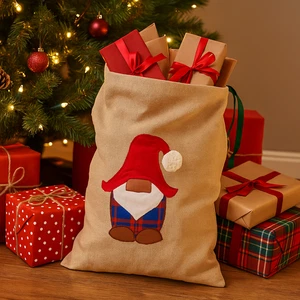 Handmade Christmas Gift Sack Drawstring Closure Made From Curtains & Clothing  - Picture 1 of 7