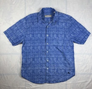 Tommy Bahama Pineapple Print Camp Shirt Button Linen Blend Mens M Blue - Picture 1 of 4