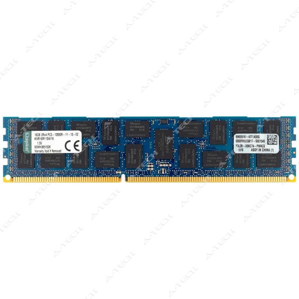 Kingston 16GB DDR3-1600 PC3-12800 2Rx4 ECC RDIMM Server Memory RAM KVR16R11D4/16 - Image 1 of 2