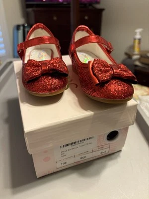 Stelle Toddler Girls Red Glittery Mary Janes Size 8 MT New.  BVD 6 - Image 1 of 4