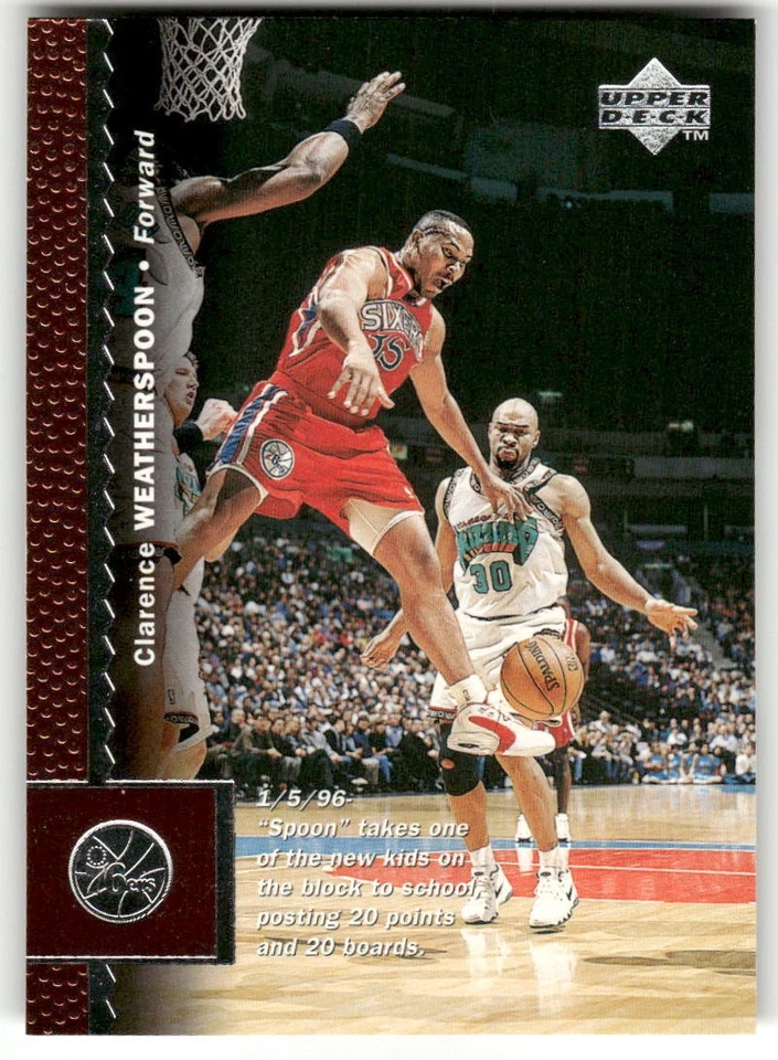 1996-97 Upper Deck #93 Clarence Weatherspoon Philadelphia 76ers Basketball Card - Image 1 of 2