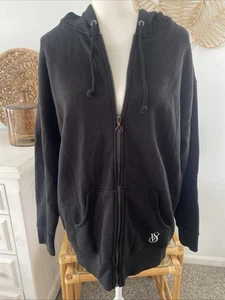 Victoria's Secret Hoodie Sweatshirt On Point Black Full Zip Up Relaxed Medium M - Picture 1 of 7