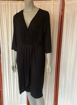 Karen Kane Womens Black Dress Faux Wrap V-Neck 3/4 Sleeve Size 3X - Image 1 of 4
