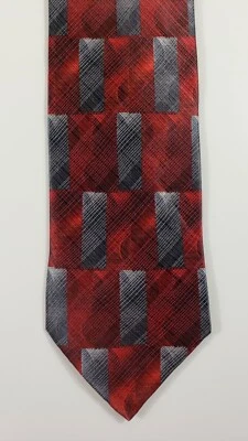 Corbata de seda Enrico Rossini roja con patrón negro y gris Foto 1 de 4