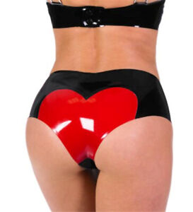Latex Breifs Rubber Swimwear Ladies Sexy Black Red Love Club Shorts 0.4mm S-XXL