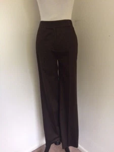 ANTONIO MELANI BROWN PINK STITCH DETAIL SZ 0 BOOT CUT FLARE PANTS - Picture 1 of 9