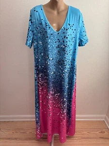 Vestido nater, manga corta, cuello en V, lunares, geométrico, multicolor, talla 1XL - Imagen 1 de 4