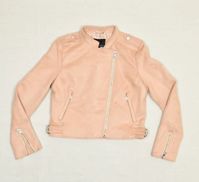 NOVA Jaqueta Feminina Banana Republic Zíper Completo Camurça Falsa Poliéster Sólido Rosa Tamanho M - Imagem 1 de 4