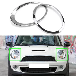 Bisel de anillo de ajuste de faros izquierdo y derecho cromado para Mini Cooper R55 R56 2007~2015 - Imagen 1 de 8