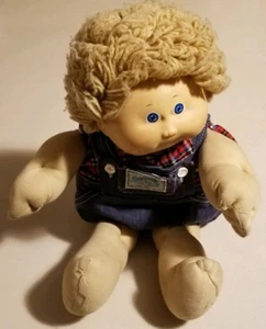 Xavier Roberts Cabbage Patch Niños Rubio Azul 1985 Suave Escultura 16" Niño Muñeca - Imagen 1 de 12