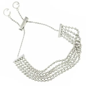 GUCCI Multi Strand G Logos Ball Chain Bracelet 9.4" Silver 925 Auth #0693 - Picture 1 of 6