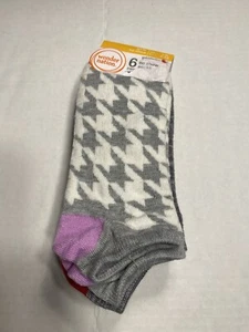 wonder nation girls no shoe ankle socks 6 pairs size large shoe 4-10  - Picture 1 of 5
