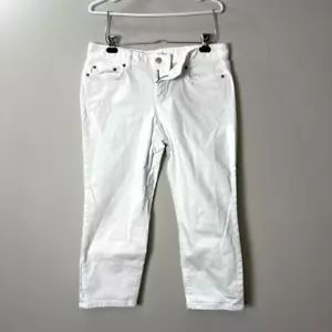 Pantaloni alla caviglia Ann Taylor 10 curvy crop 30 bianchi minimalisti casual da donna tasche - Foto 1 di 16