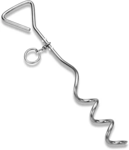 16" Chrome Heavy Duty Dog Tie Out Stake Spiral Metal Screw Yard Ground Spike New - Picture 1 of 12