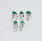 WHOLESALE 5PC 925 SOLID STERLING SILVER GREEN ONYX RING LOT