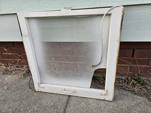 Vintage Antique Old Wooden Window - Broken Glass - 24x24½ Cover