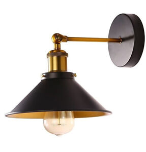 Vintage Wall Light Retro Industrial Black Lampshade E27 Adjustable LED Wall Lamp