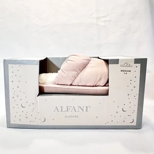 Alfani Puffer Hausschuhe 7-8 M rosa gesteppt weich Kunstfell gefüttert Slipper Pantoletten neu - Bild 1 von 9