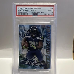 Marshawn Lynch 3/25 Topps Chrome Mini Blue Wave Refractor 1000 Yard Club PSA 9 - Picture 1 of 3