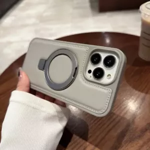 Für iPhone 16 Pro Max 15 14 13 12 Magnet Ring Ständer Leder MagSafe Case Hülle - Bild 1 von 19