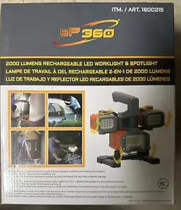LED Worklight & Spotlight, Rechargeable, 2000 Lumens, ePower360 by Sirius - Picture 1 of 5