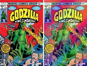 GODZILLA #1 FACSÍMIL REG A & B FOIL VARIANTE SET REIMPRESIÓN 1977 Marvel 2024 casi nuevo- casi nuevo - Imagen 1 de 8