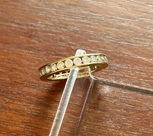 14k Yellow Gold Diamonique CZ Channel Set Eternity Band Sz 4.75 - Picture 1 of 6