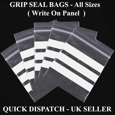 POSTAGE-SOLUTIONS Grip seal plastic Clear bags Write on Panel All Sizes Cheapest Quick Delivery