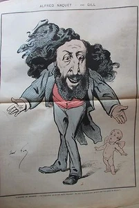 ALFRED NAQUET CARICATURE de GILL JOURNAL SATIRIQUE LA LUNE ROUSSE de 1870 - Imagen 1 de 2