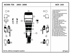 Real Carbon Fiber Dash Trim Kit for ACURA TSX 2003-2008 without navigation syst. - Picture 1 of 1