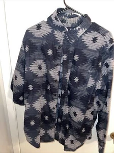 American Eagle Hemd Herren Large Button Down/Front blau Aztekenmuster Southwestern - Bild 1 von 3