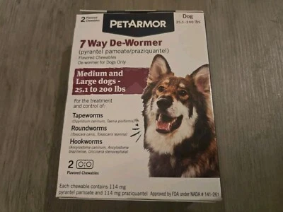 7 Way De-Wormer for Dogs, Oral Treatment for Tapeworm, Roundworm & Hookworm in L - Image 1 of 3