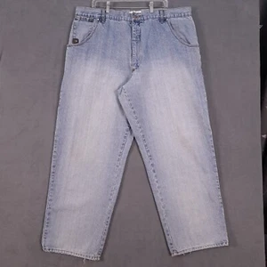 Pelle Pelle Jeans Mens 40x34 Blue Denim Wide Leg Baggy 90s Y2K Grunge Stain - Picture 1 of 21