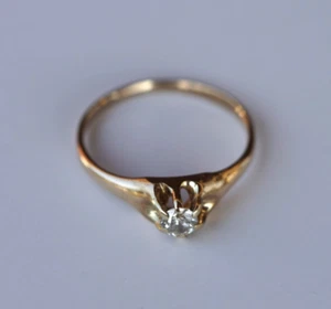 Antique 14k Yellow Gold .25ct Natural Diamond Clawfoot Setting Ring Size 6 - Picture 1 of 8