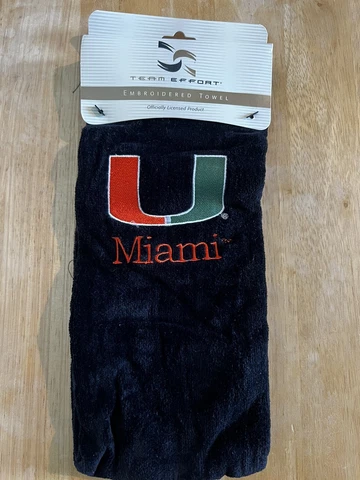 Brand New Team Effort College NCAA Golf Towel 16x26 Miami Hurricanes Cover