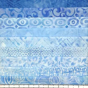 9 Fat Quarters Farbe: Mittel Hellblau #6 Batik Lunn Stoff FQ Pack 100% Baumwolle - Bild 1 von 6